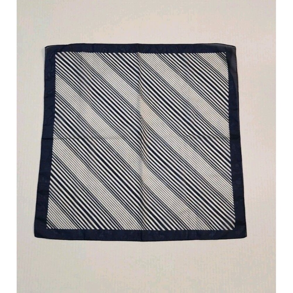 Vintage Blue & White Striped Square Scarf Made In Italy